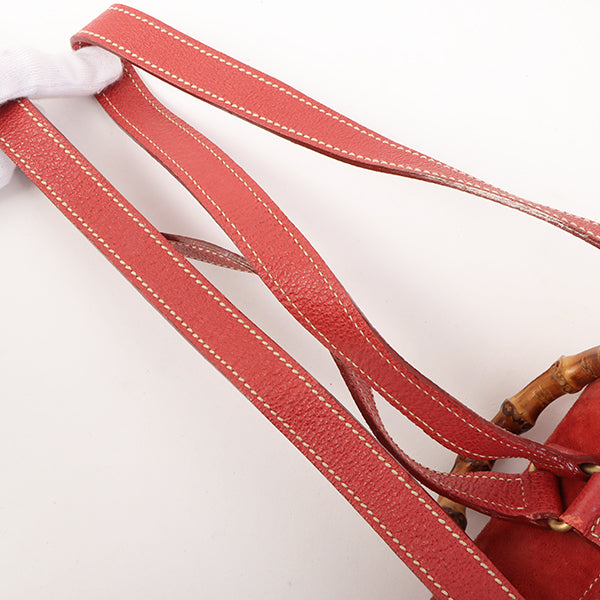 Gucci Suede Bamboo Backpack Mini Red