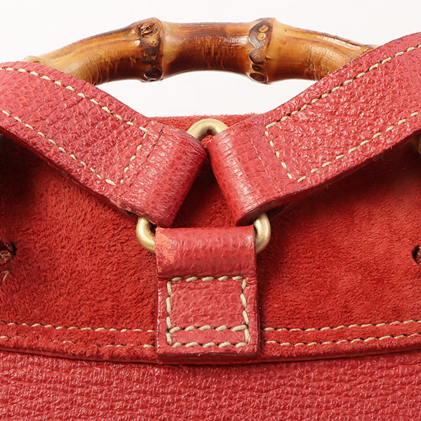 Gucci Suede Bamboo Backpack Mini Red