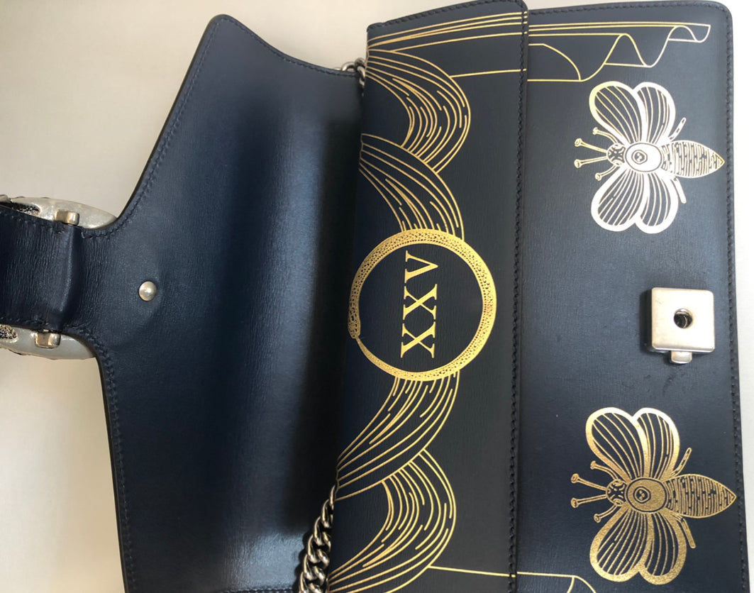 Gucci Dionysus Hand Painted Shoulder Bag in Blue Agate