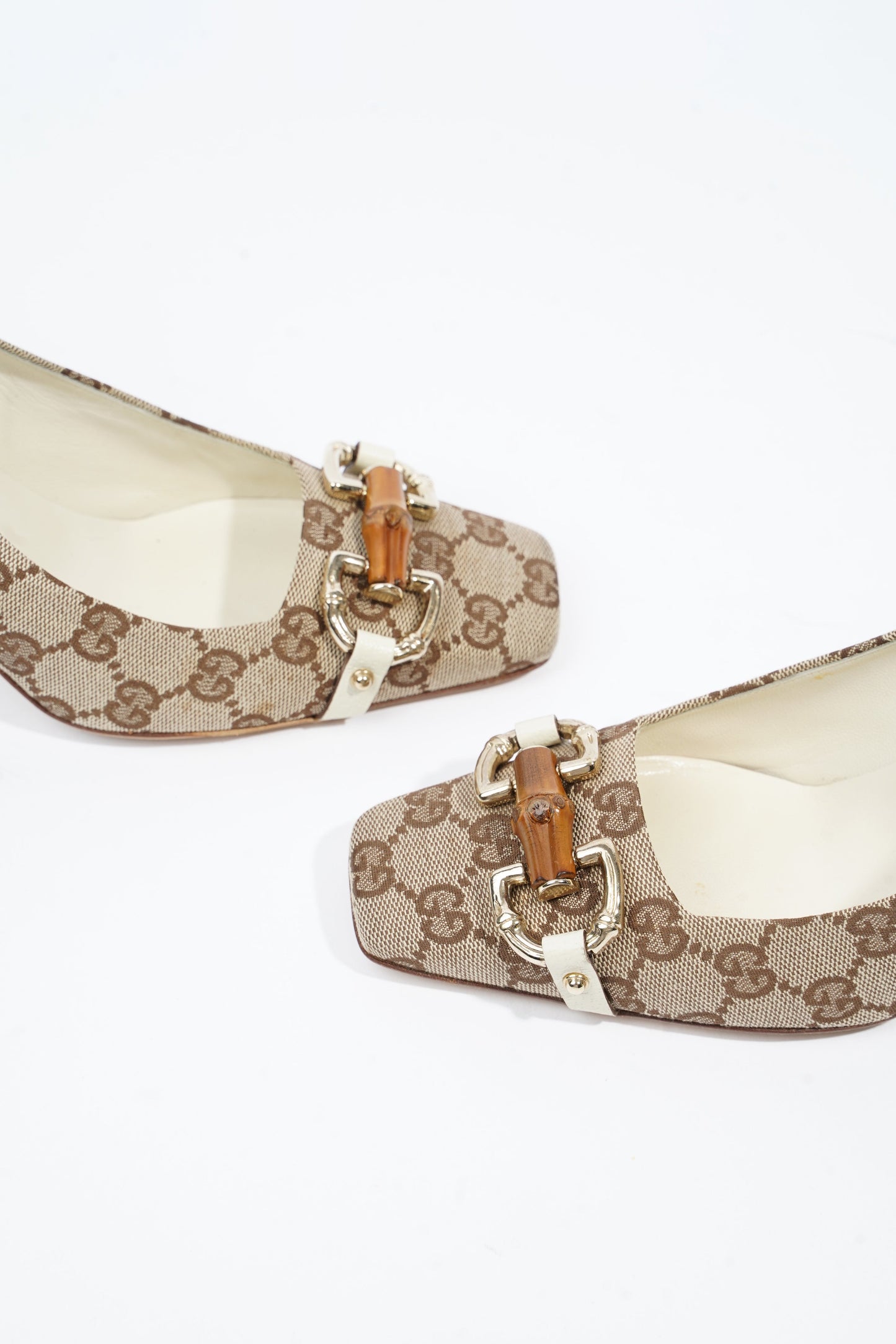 Gucci Bamboo Horsebit Pump 85 Supreme Canvas EU 37.5 UK 4.5