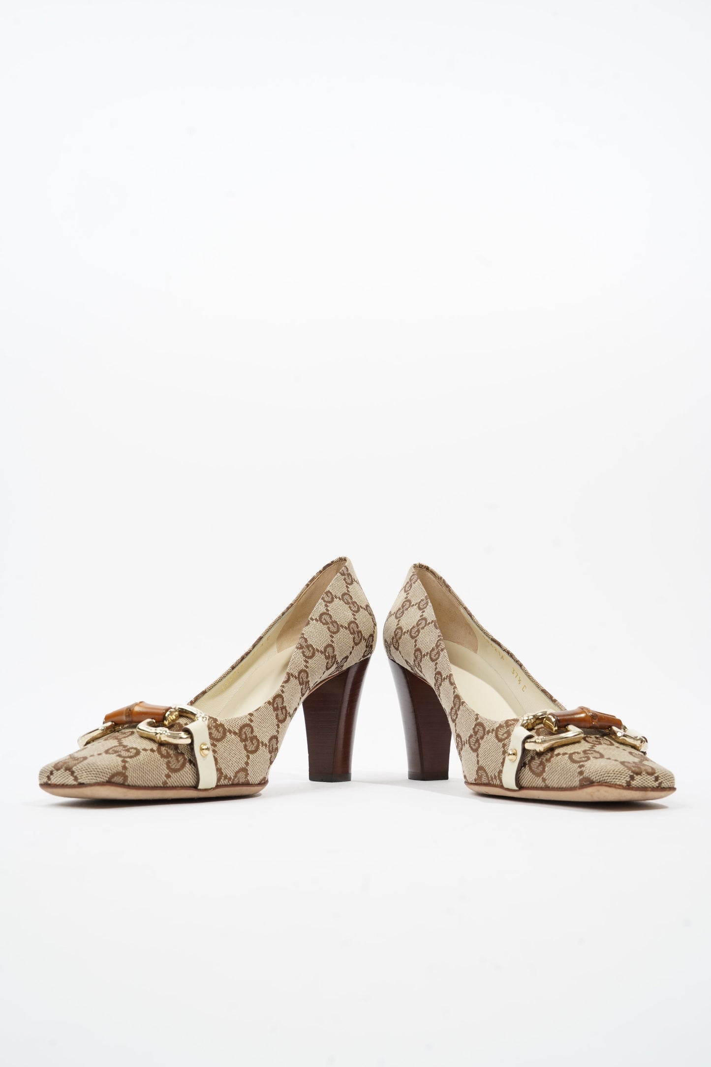 Gucci Bamboo Horsebit Pump 85 Supreme Canvas EU 37.5 UK 4.5