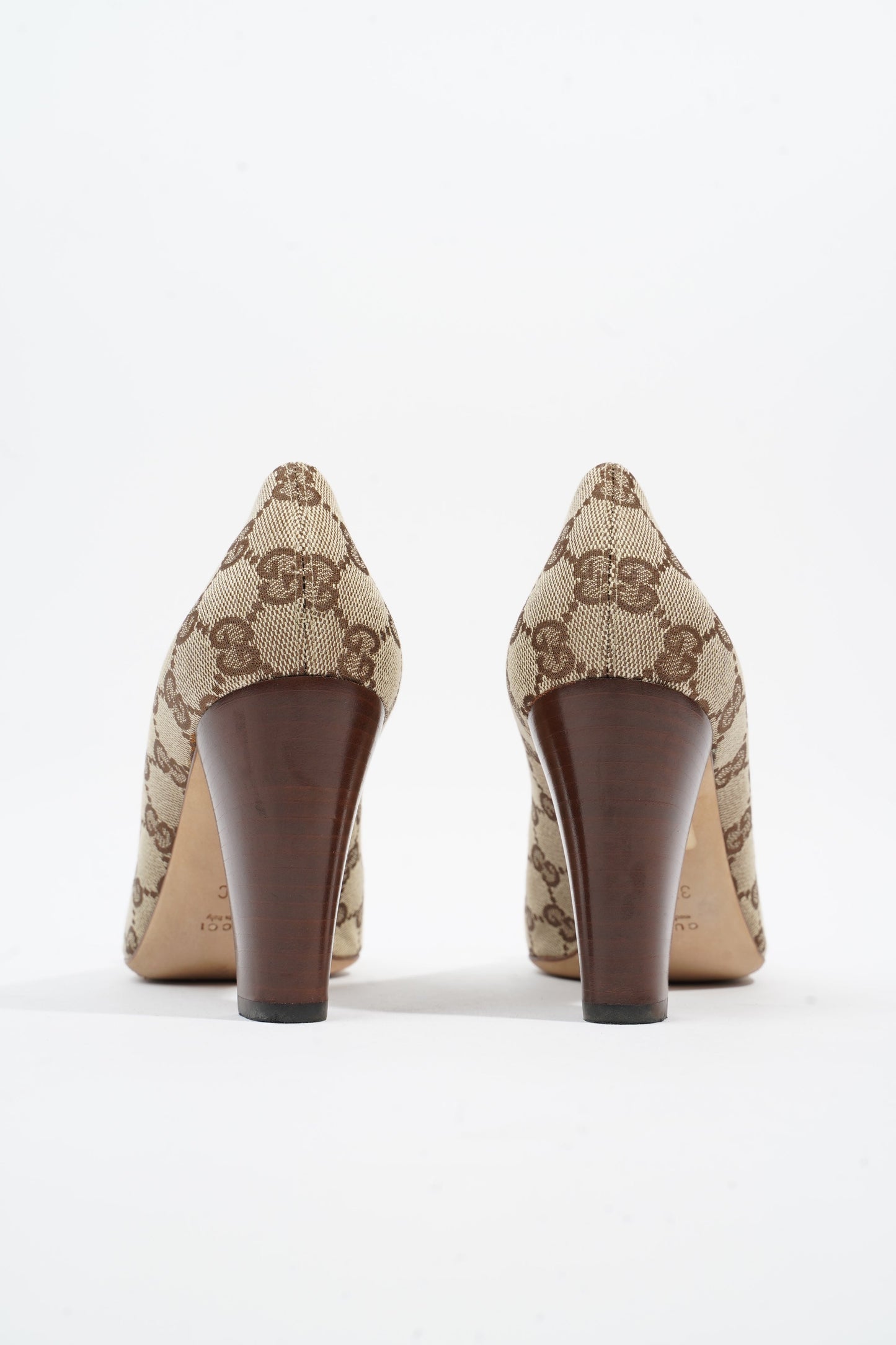 Gucci Bamboo Horsebit Pump 85 Supreme Canvas EU 37.5 UK 4.5