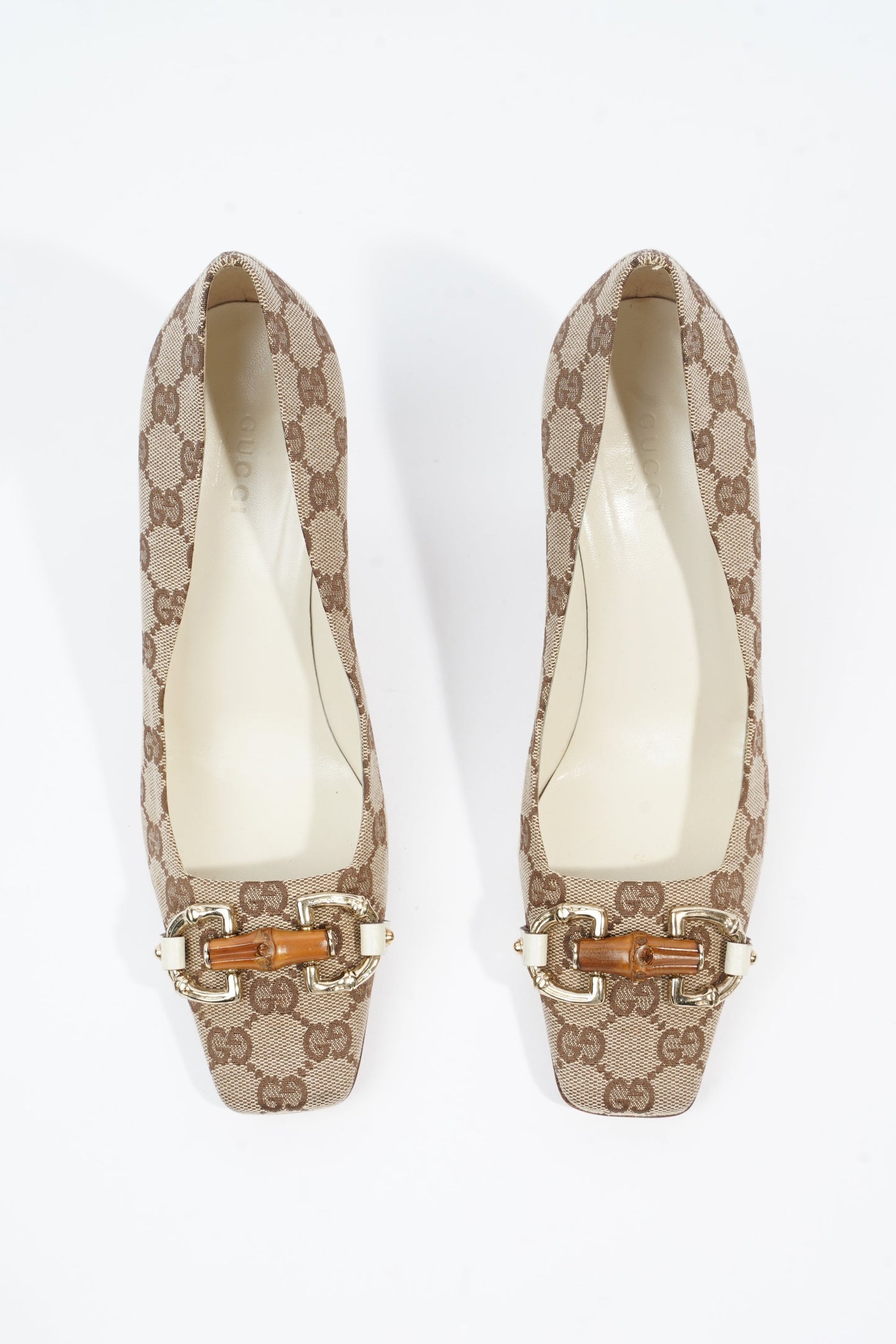Gucci Bamboo Horsebit Pump 85 Supreme Canvas EU 37.5 UK 4.5