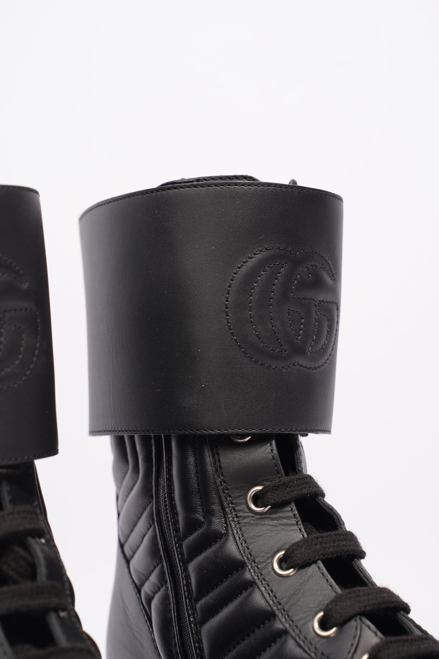 Gucci Nappa Matelasse Frances Black Leather EU 37 UK 4