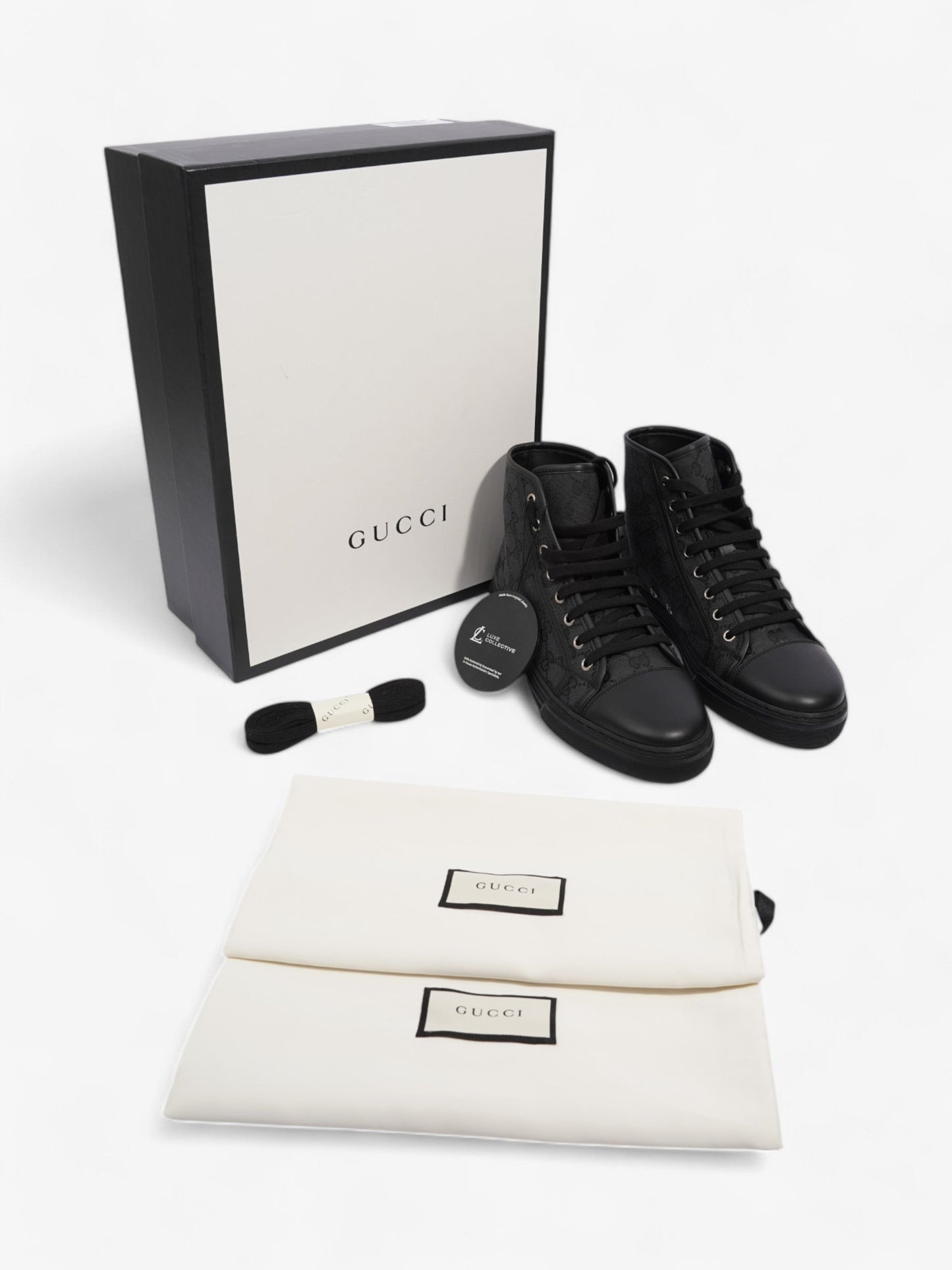 Gucci GG High Top Black Canvas EU 41.5 UK 7.5