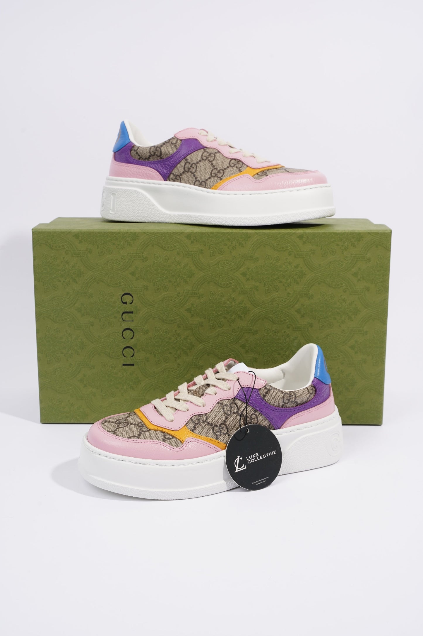 Gucci GG Supreme Monogram Pink / Beige Monogram / Purple Canvas EU 37 UK 4