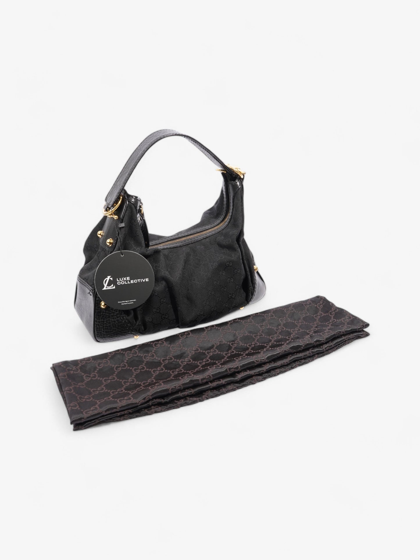 Gucci Jockey Hobo Black / GG Supreme Canvas Medium