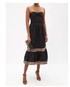 Gucci Lace-Trim Cotton Maxi Dress in Black