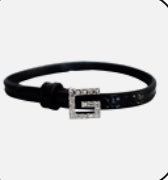 Gucci Black Leather Bracelet with Crystal Square G
