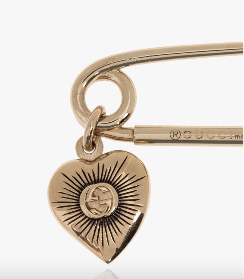 Gucci Single Safety Pin Earring with Heart