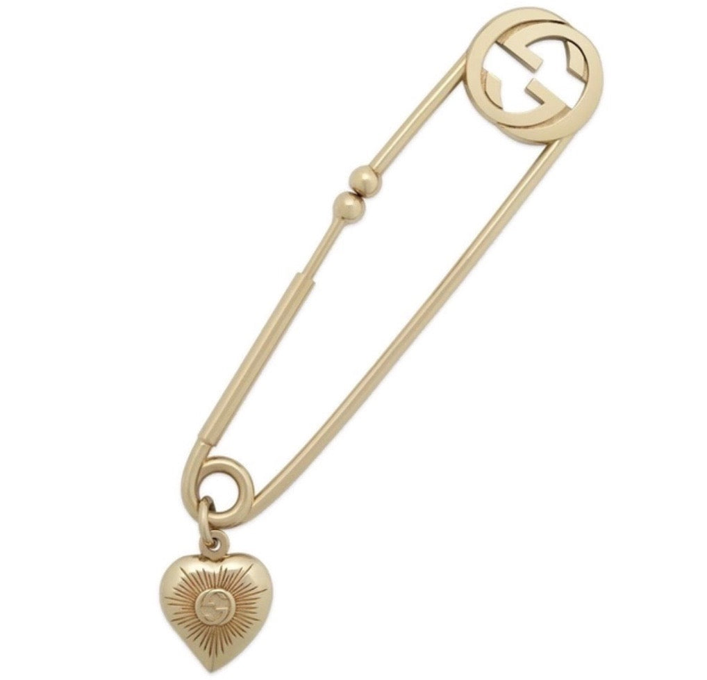Gucci Single Safety Pin Earring with Heart