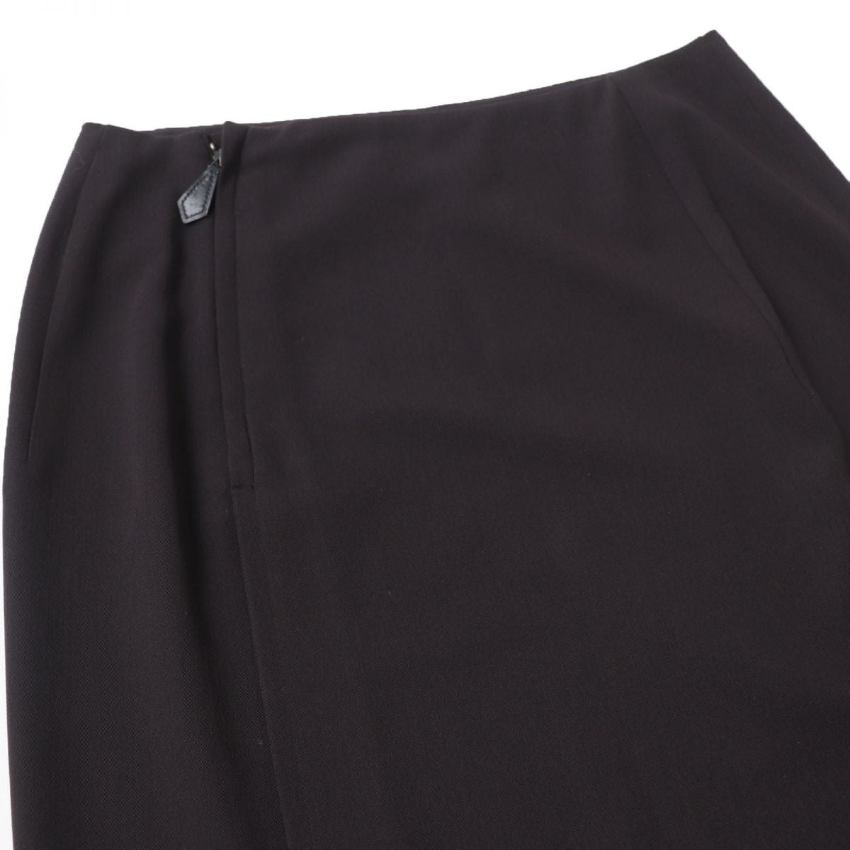 HERMES skirt wool Dark brown 34