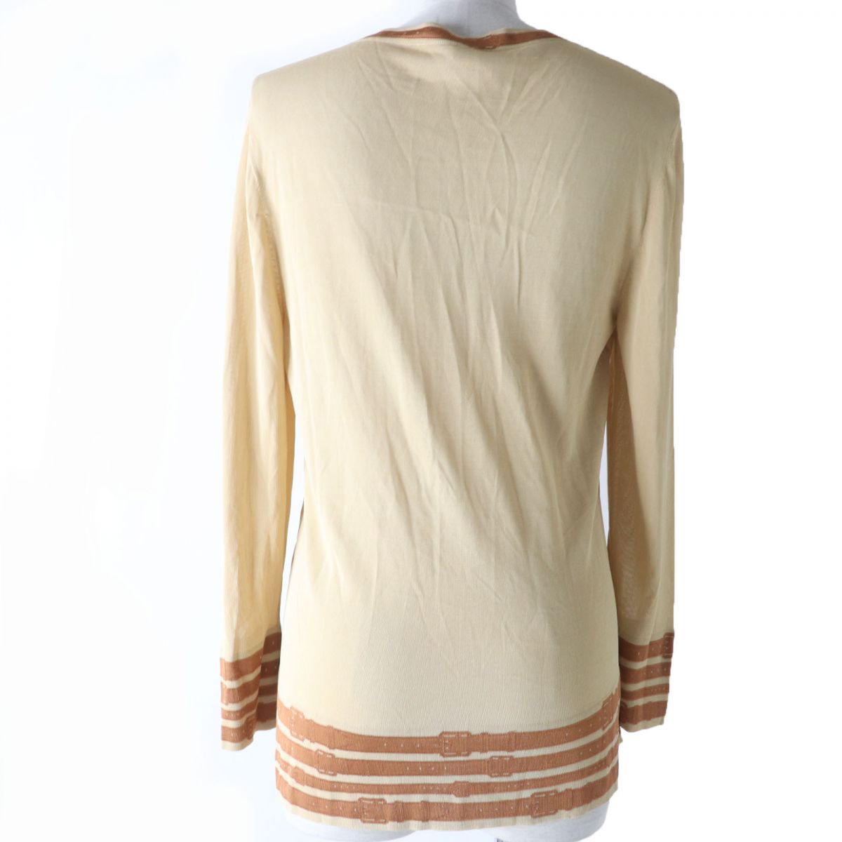 HERMES cardigan Main: 100% rayon Beige x brown Women 40 Used