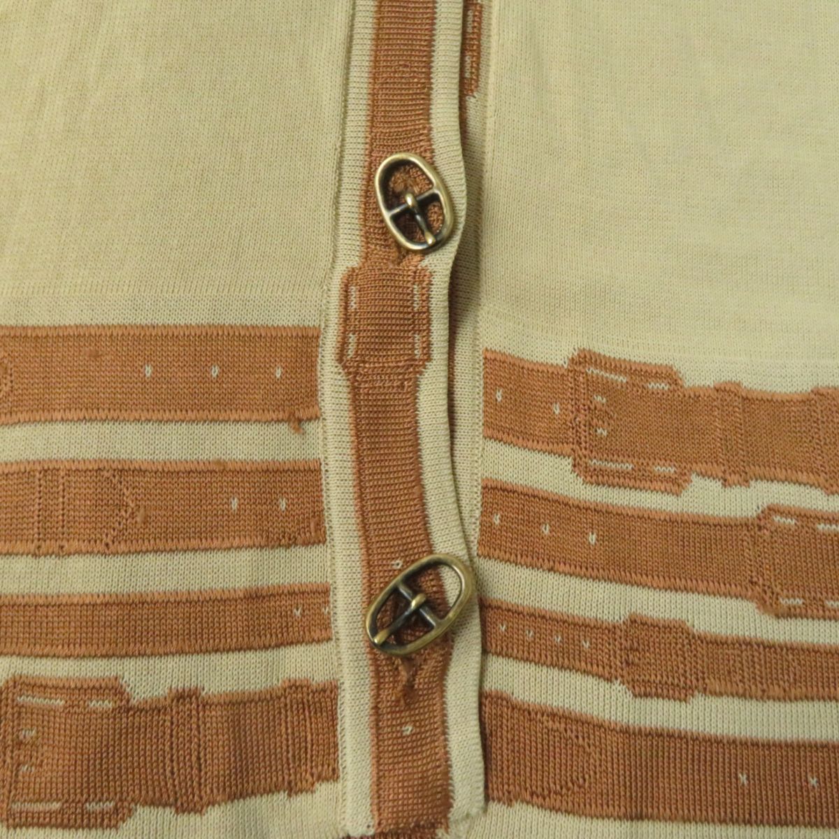 HERMES cardigan Main: 100% rayon Beige x brown Women 40 Used