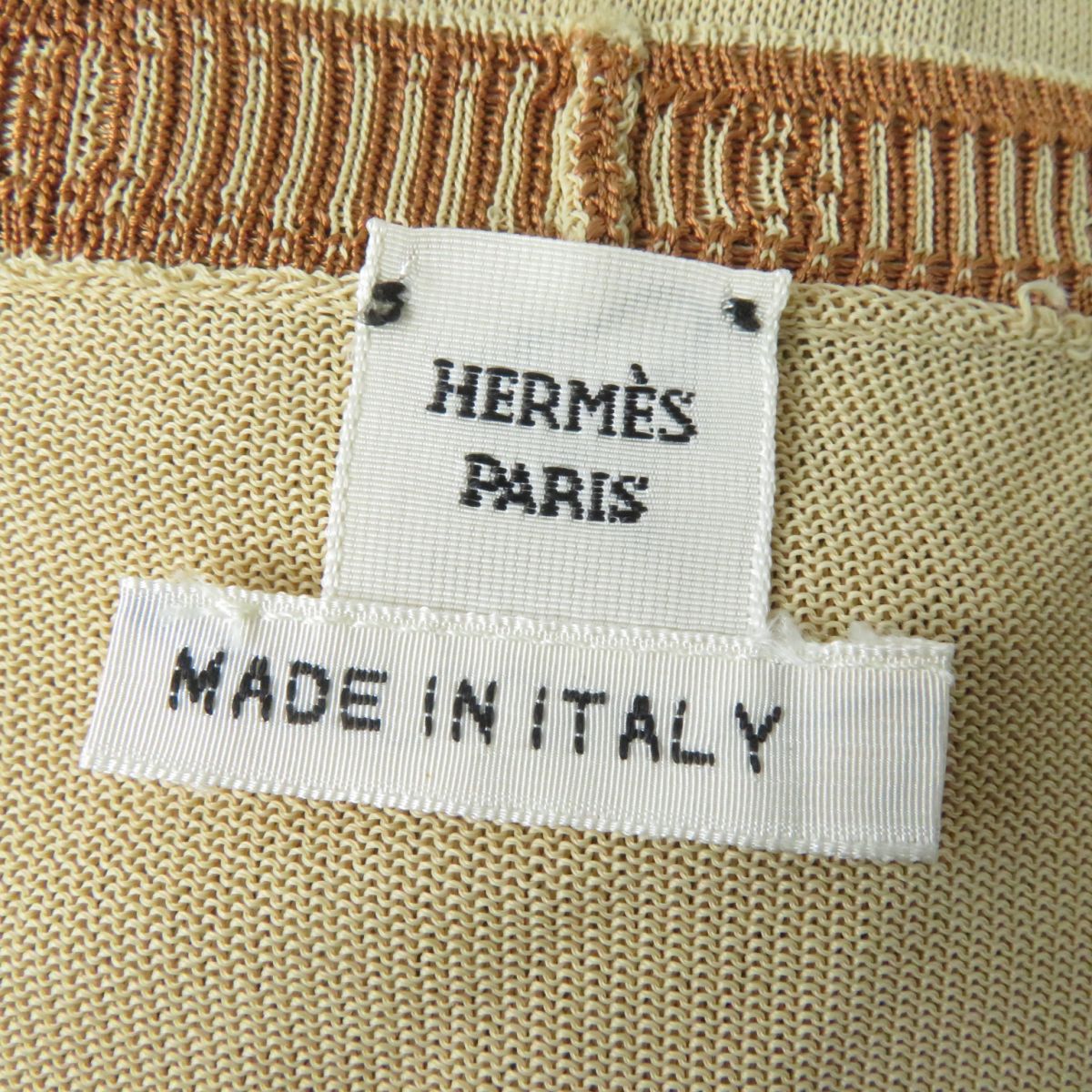 HERMES cardigan Main: 100% rayon Beige x brown Women 40 Used
