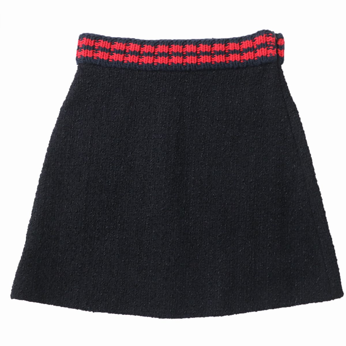 GUCCI skirt Outer: 79% nylon, Outer: 11% cotton, Outer: 10% acrylic, Part: 76% cotton, Part: 24% nylon, Lining: 77% cotton, 23% silk Black x Navy x Red Women 44 Used