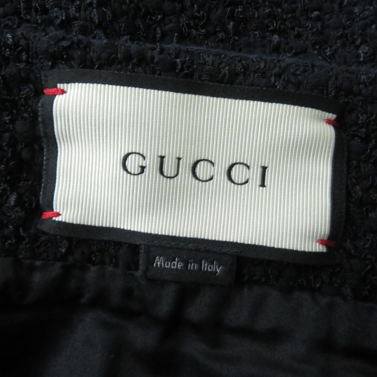GUCCI skirt Outer: 79% nylon, Outer: 11% cotton, Outer: 10% acrylic, Part: 76% cotton, Part: 24% nylon, Lining: 77% cotton, 23% silk Black x Navy x Red Women 44 Used