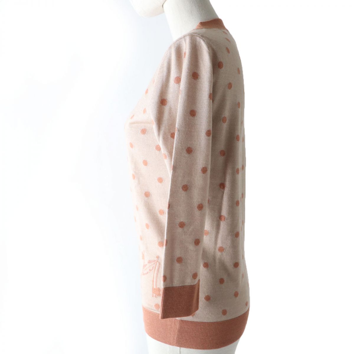 HERMES knit Main: 50% cashmere, Main: 50% silk, Part: 100% rayon Brown type Women 34 Used