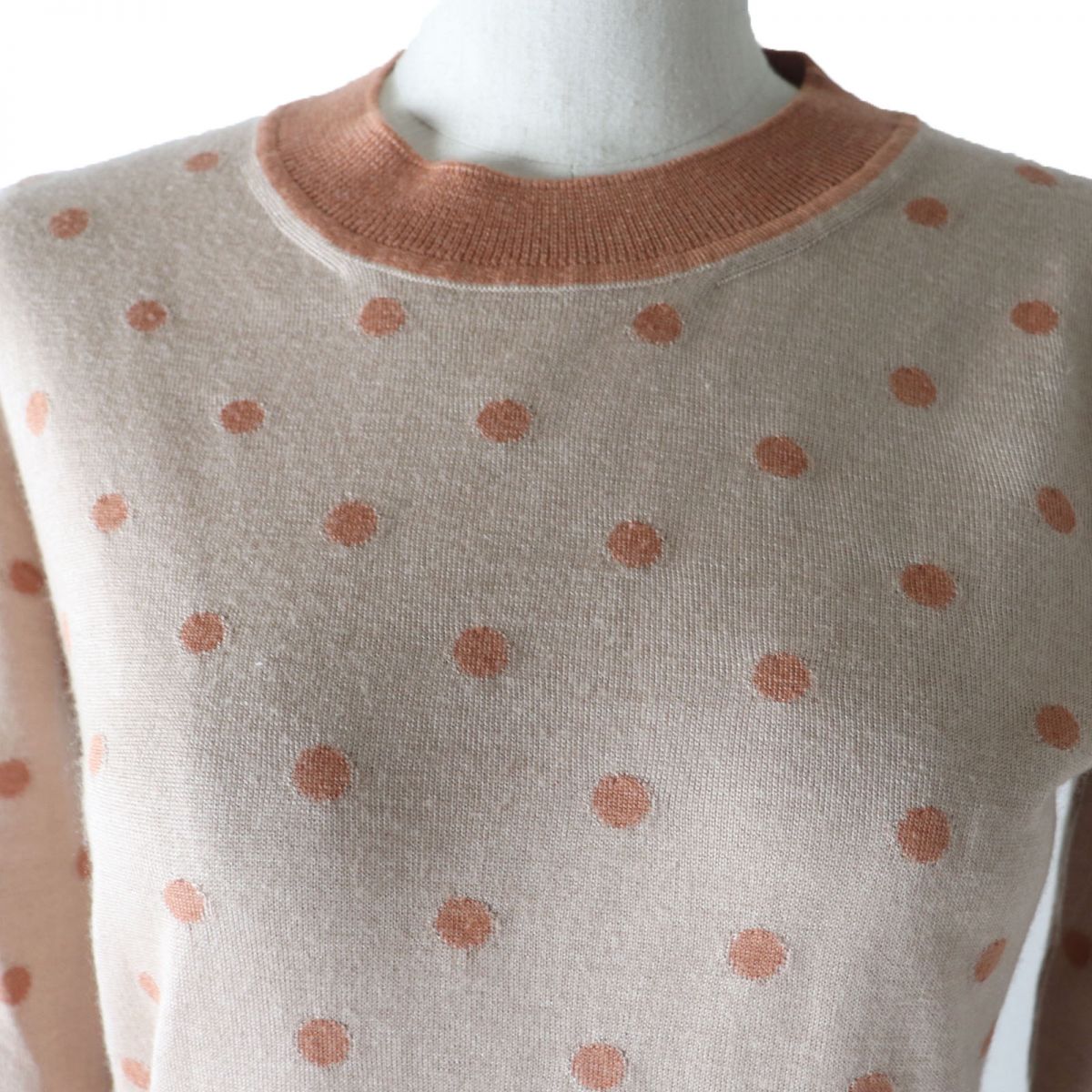 HERMES knit Main: 50% cashmere, Main: 50% silk, Part: 100% rayon Brown type Women 34 Used