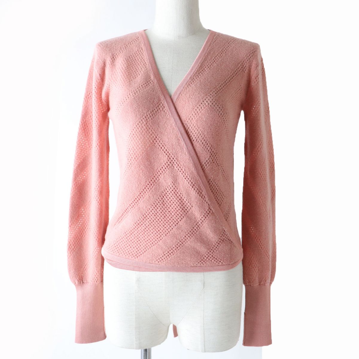 HERMES knit Main: 63% wool, Main: 27% nylon, Main: 10% cashmere, Rib and string parts: 96% silk, 3% nylon, 1% polyurethane pink Women 34 Used