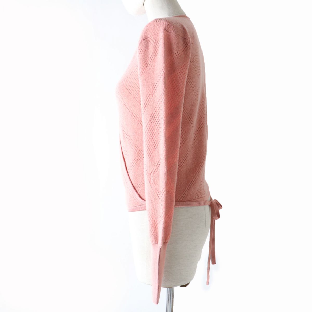 HERMES knit Main: 63% wool, Main: 27% nylon, Main: 10% cashmere, Rib and string parts: 96% silk, 3% nylon, 1% polyurethane pink Women 34 Used