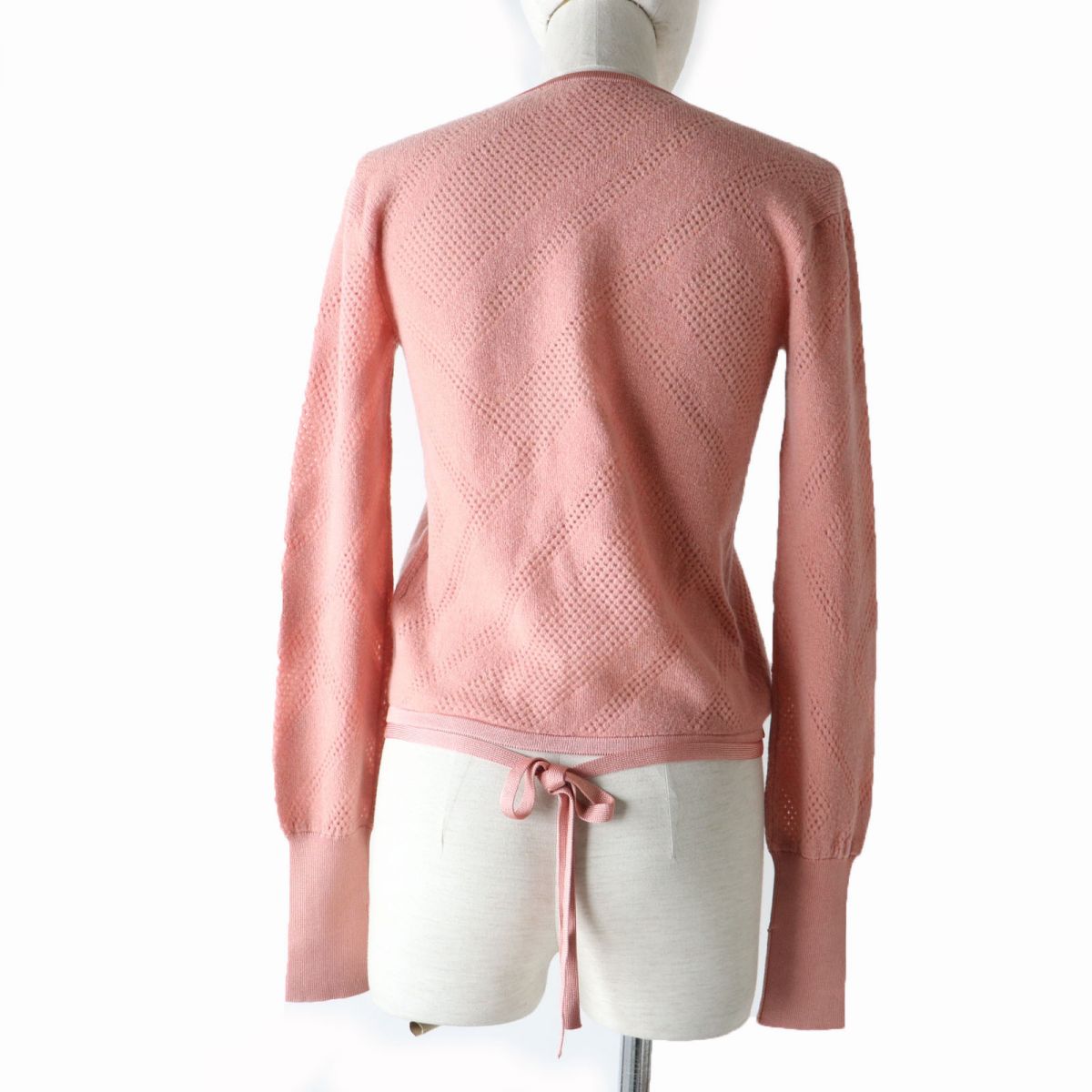 HERMES knit Main: 63% wool, Main: 27% nylon, Main: 10% cashmere, Rib and string parts: 96% silk, 3% nylon, 1% polyurethane pink Women 34 Used