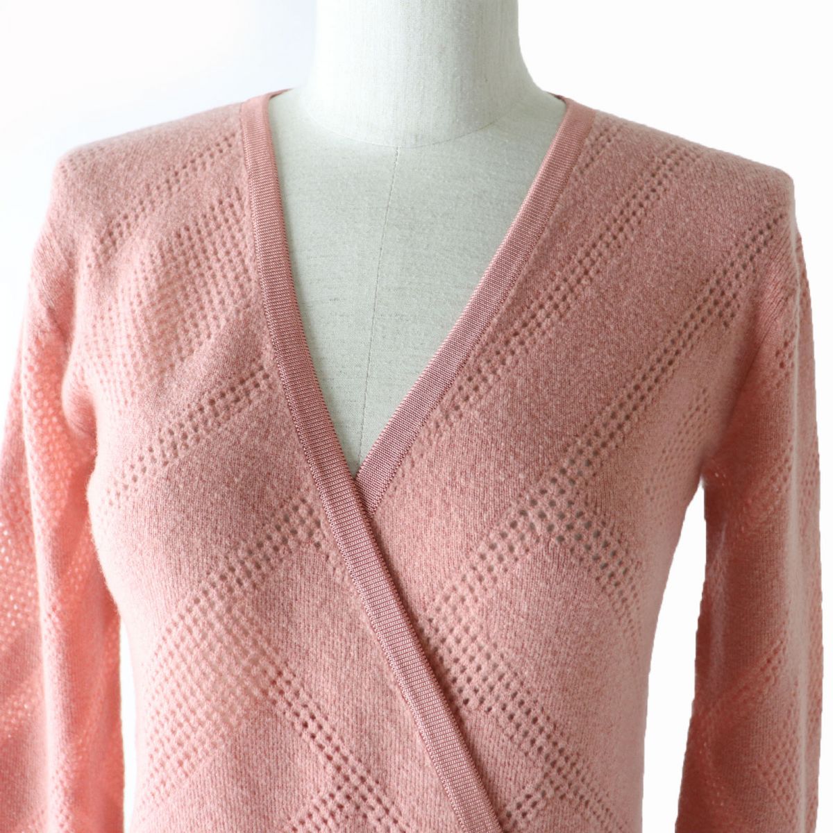 HERMES knit Main: 63% wool, Main: 27% nylon, Main: 10% cashmere, Rib and string parts: 96% silk, 3% nylon, 1% polyurethane pink Women 34 Used
