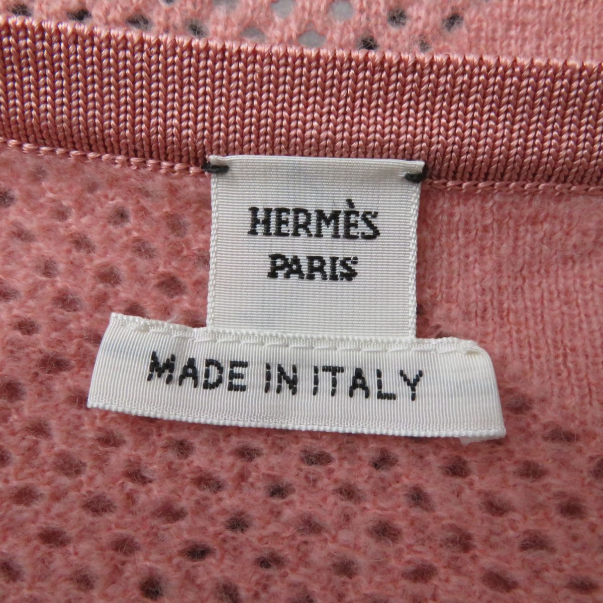 HERMES knit Main: 63% wool, Main: 27% nylon, Main: 10% cashmere, Rib and string parts: 96% silk, 3% nylon, 1% polyurethane pink Women 34 Used
