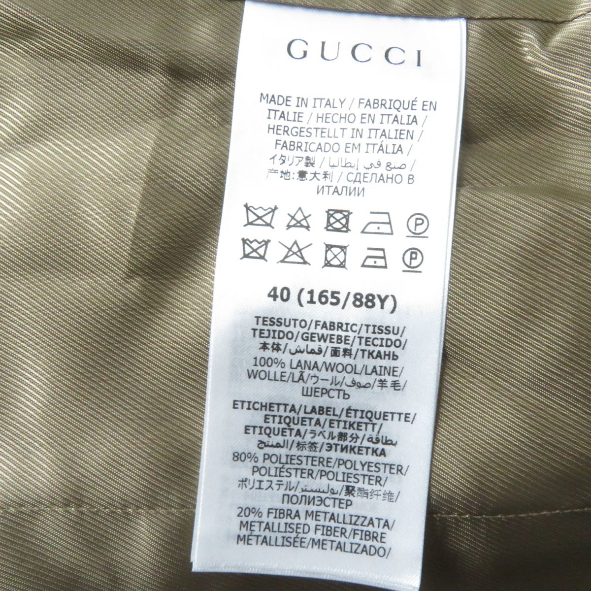 GUCCI tailored jacket 652006 Main: 100% wool, Lining: 100% rayon Gray type Women 40 Used