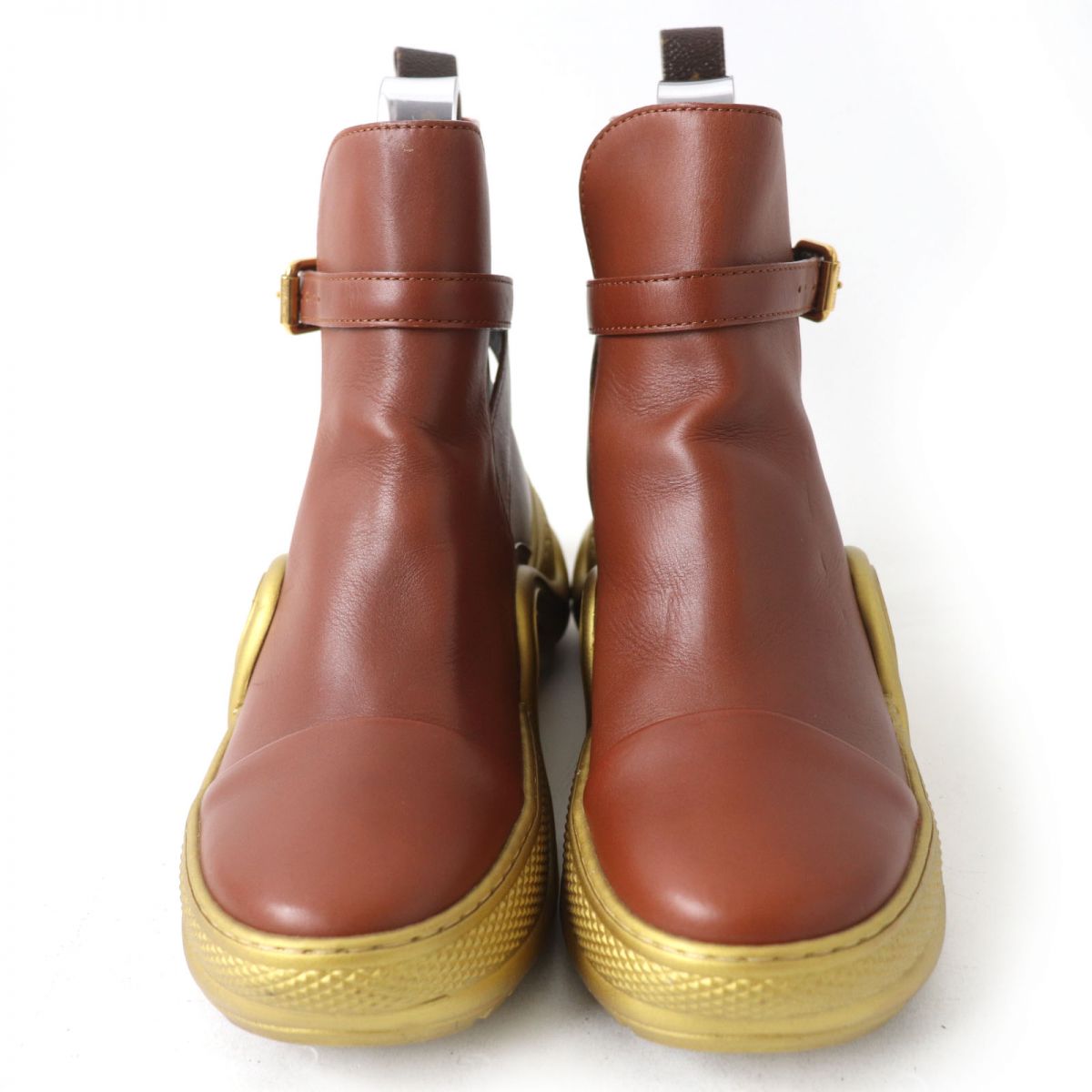 LOUIS VUITTON boots leather Brown x Gold 36