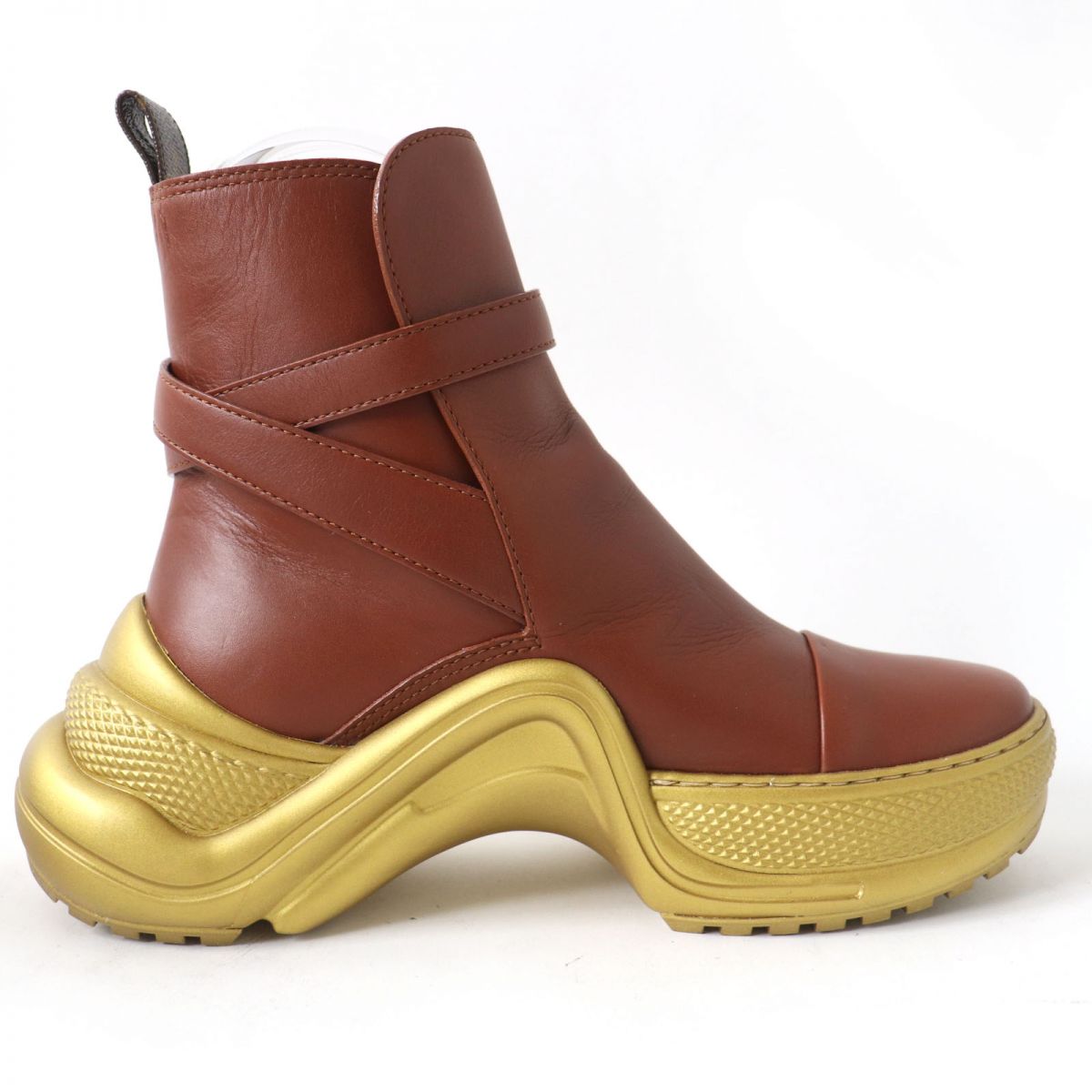 LOUIS VUITTON boots leather Brown x Gold 36