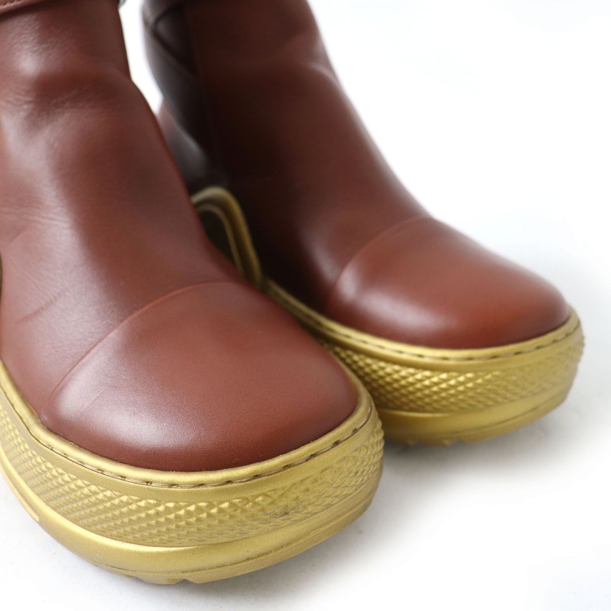 LOUIS VUITTON boots leather Brown x Gold 36