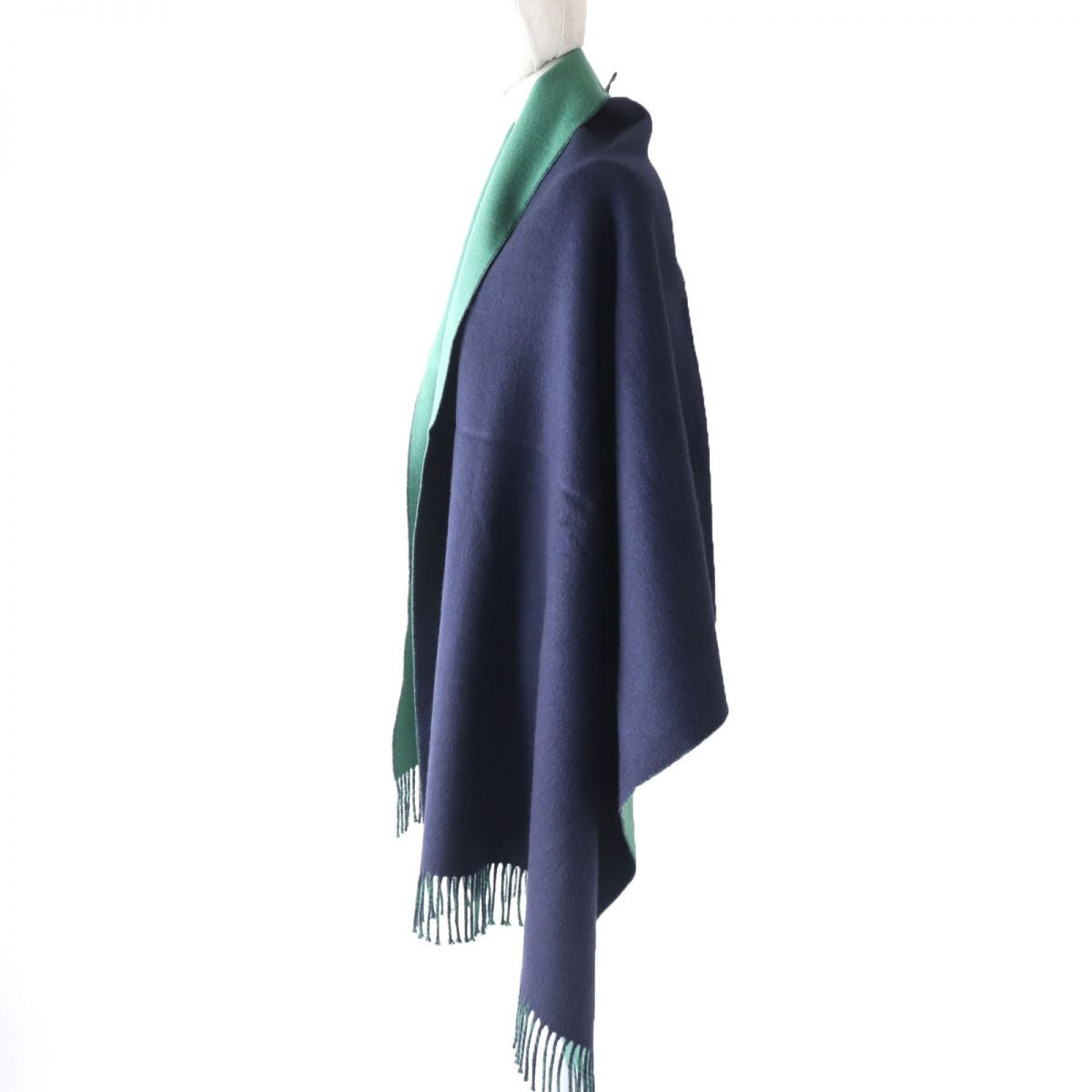 HERMES Stall Main: 100% cashmere Navy x green Women Used