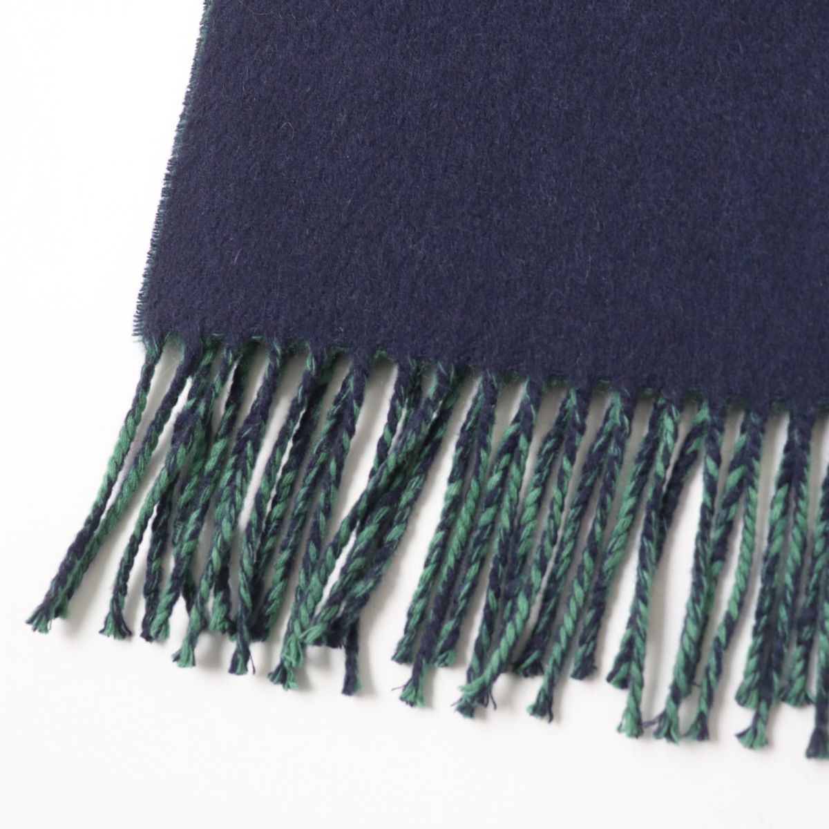 HERMES Stall Main: 100% cashmere Navy x green Women Used