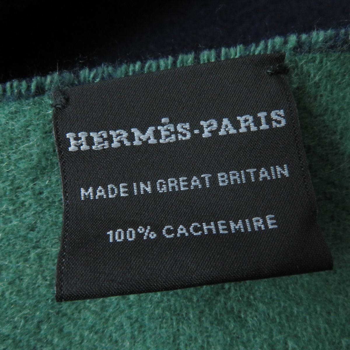 HERMES Stall Main: 100% cashmere Navy x green Women Used