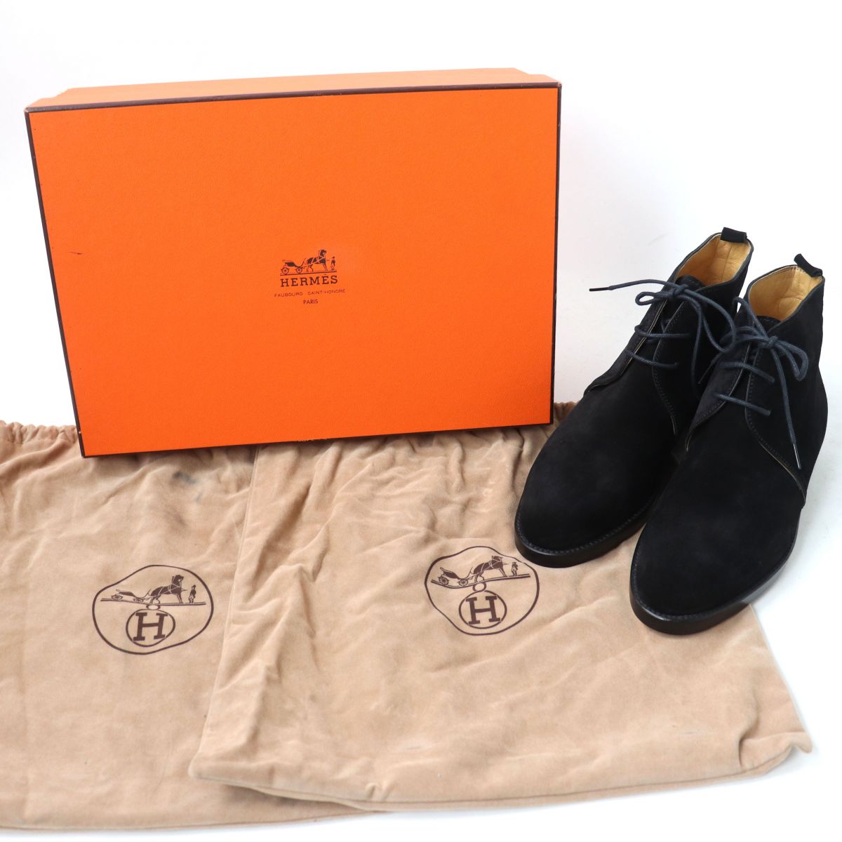 HERMES boots Suede leather black 36