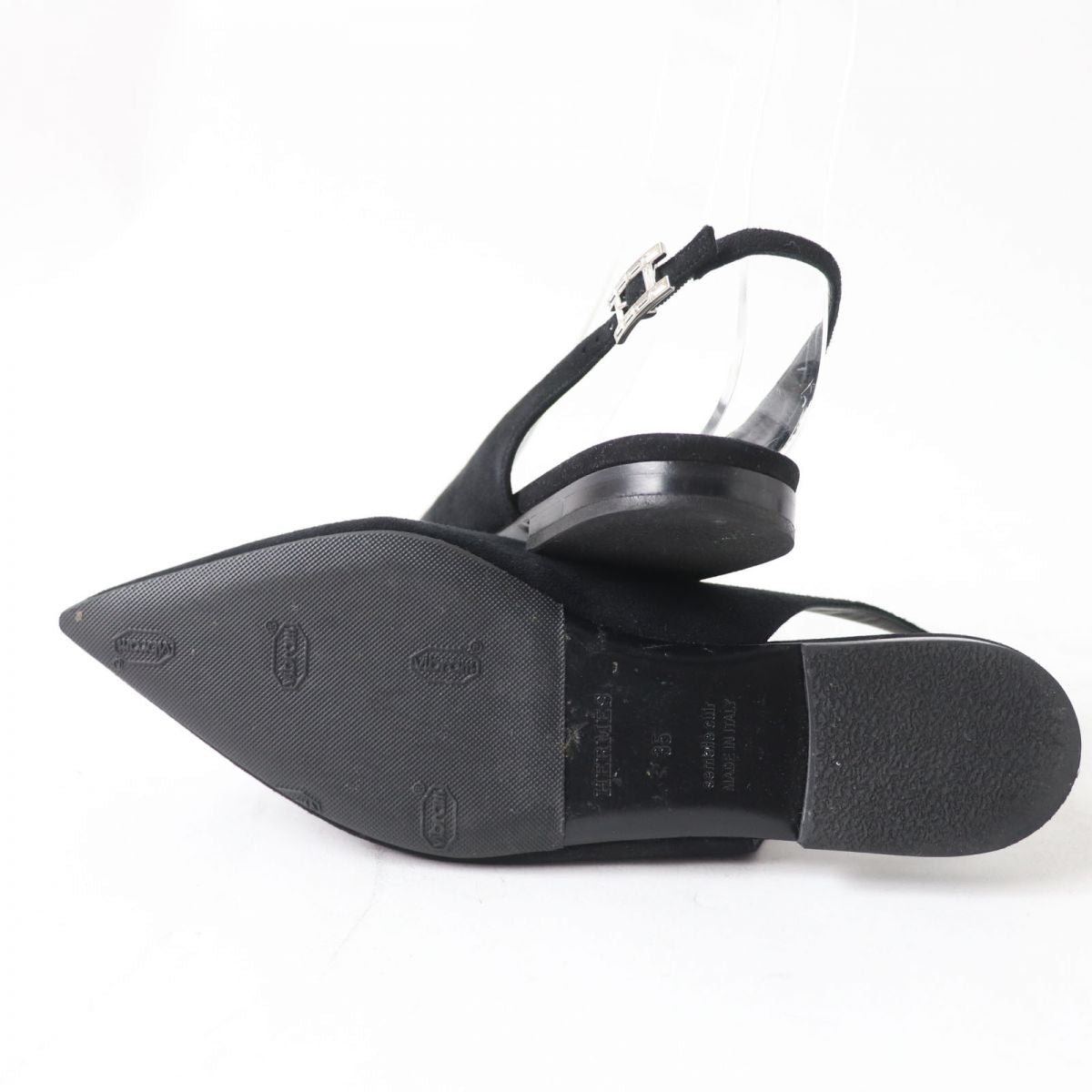 HERMES pumps Suede leather black 35