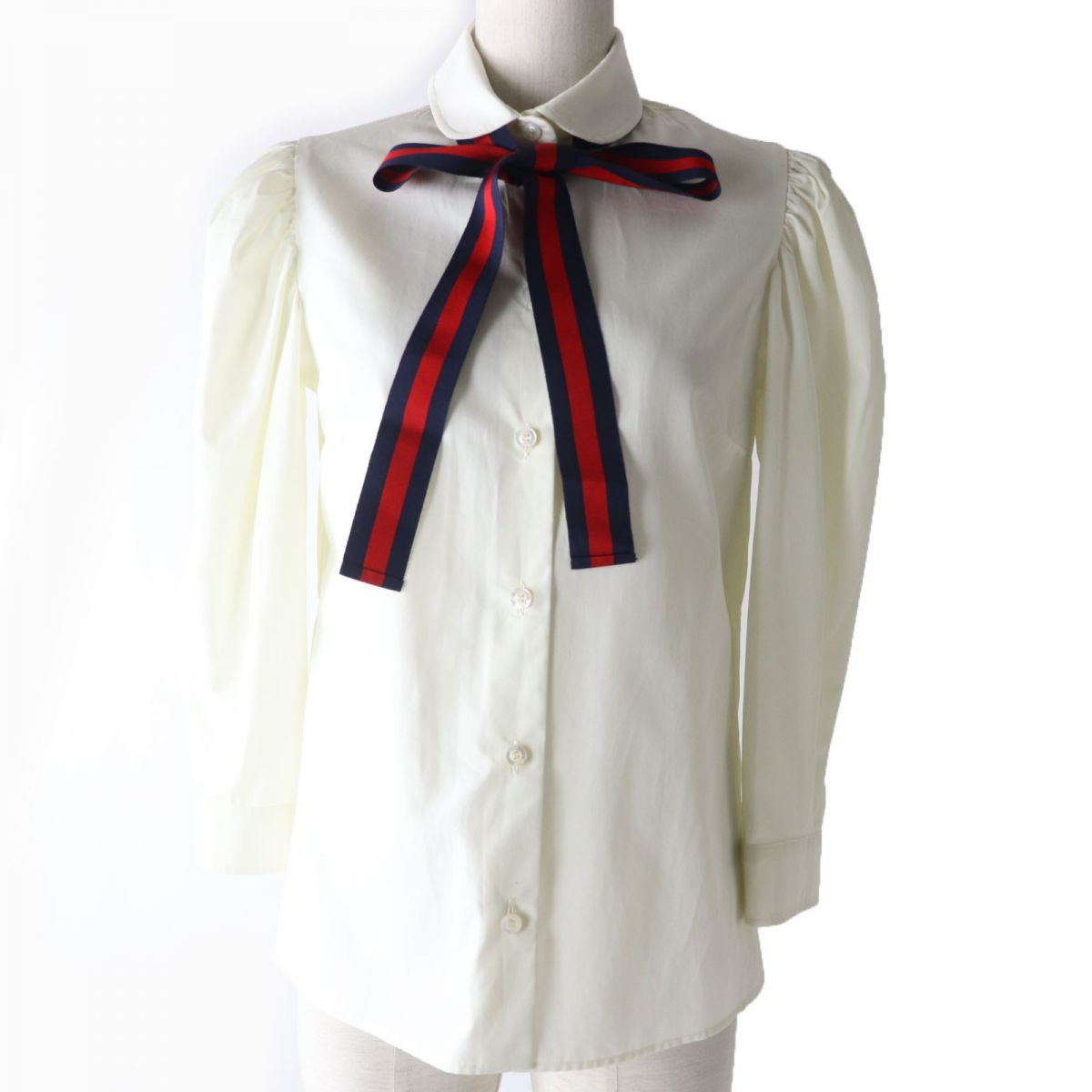 GUCCI blouse Outer: 100% cotton, part: 60% rayon, part: 40% cotton Ivory Women 38 Used