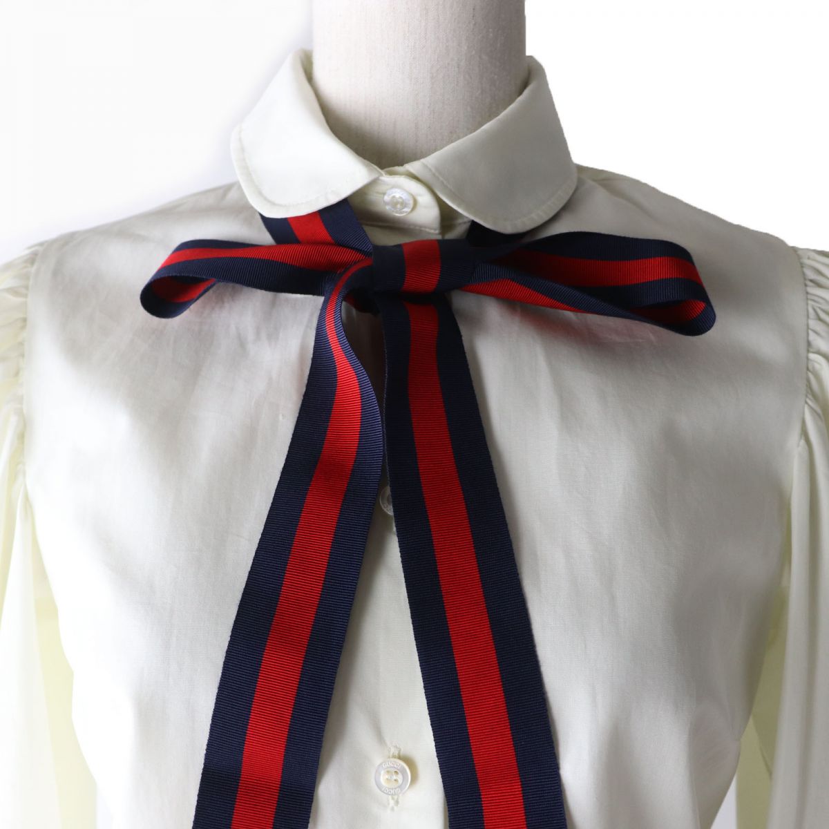 GUCCI blouse Outer: 100% cotton, part: 60% rayon, part: 40% cotton Ivory Women 38 Used