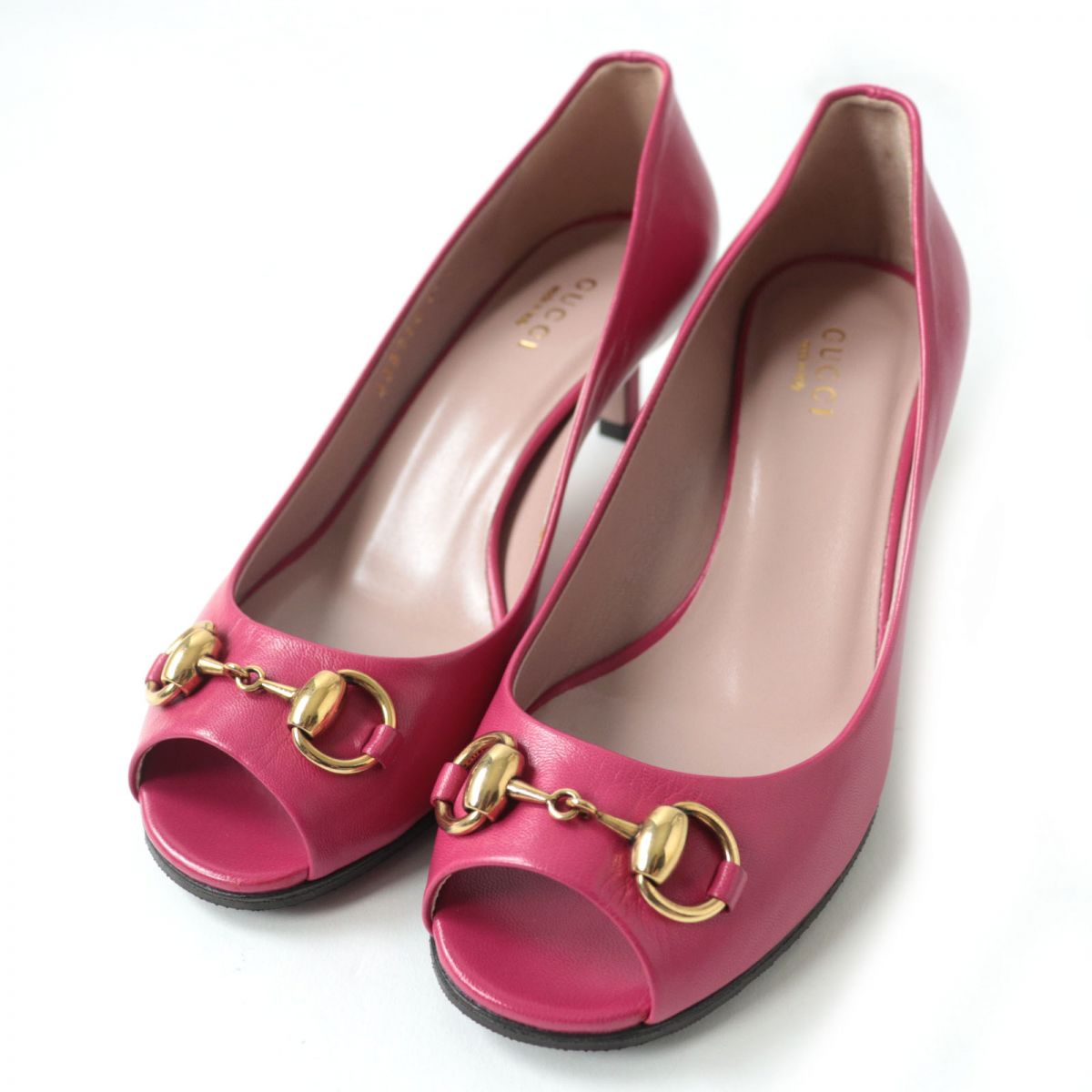 GUCCI pumps 338765 Main: Leather Pink x Gold Women 34.5 Used