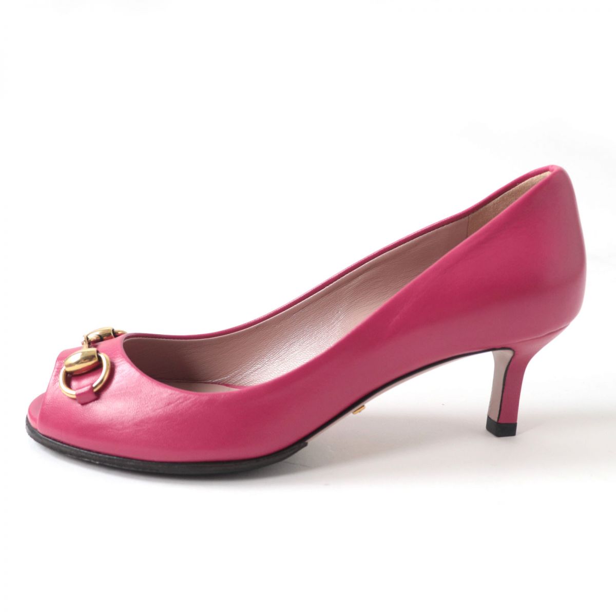 GUCCI pumps 338765 Main: Leather Pink x Gold Women 34.5 Used
