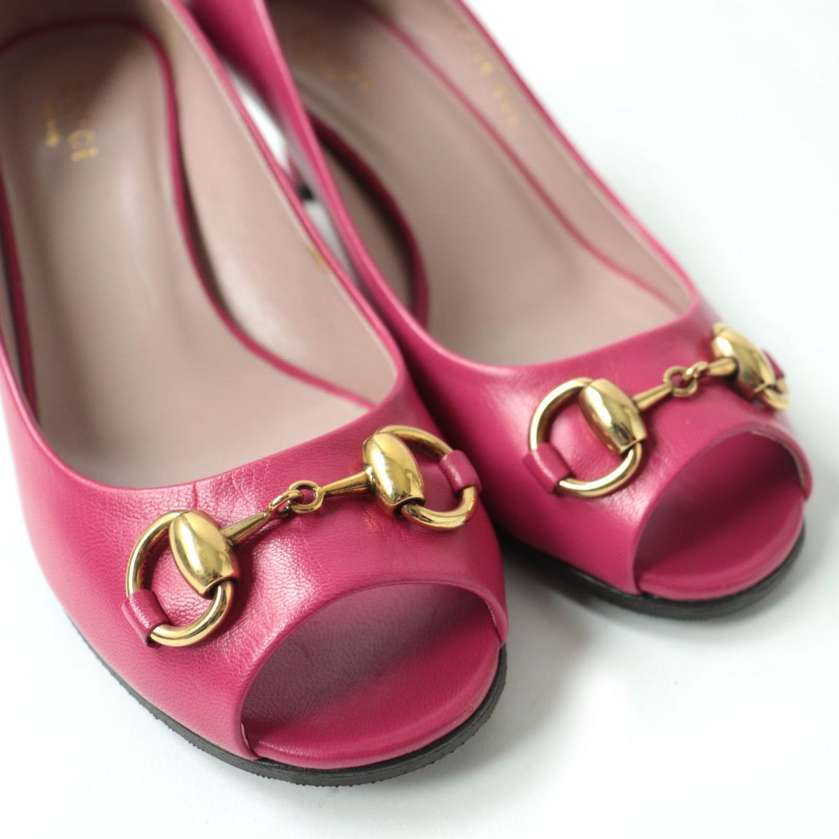 GUCCI pumps 338765 Main: Leather Pink x Gold Women 34.5 Used