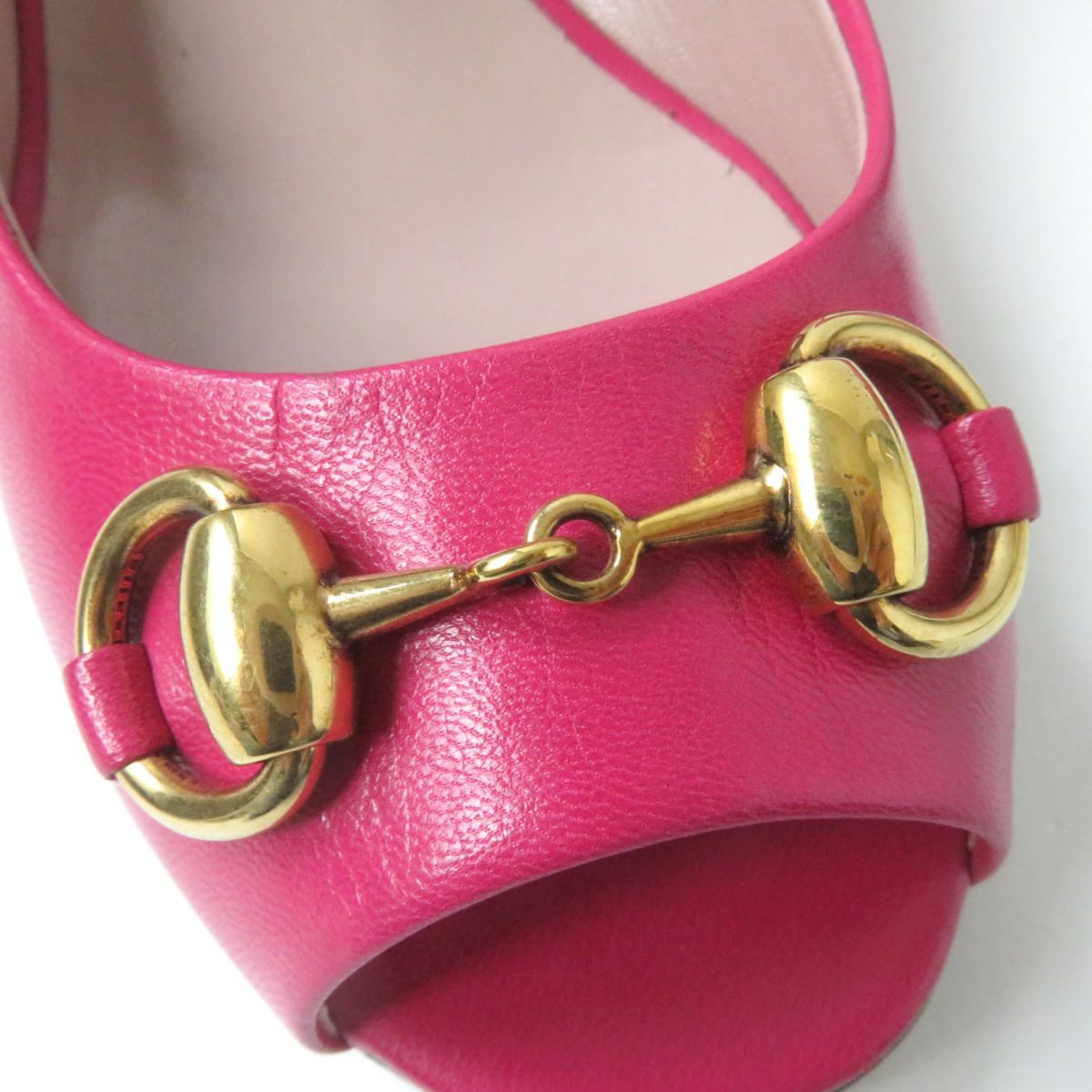 GUCCI pumps 338765 Main: Leather Pink x Gold Women 34.5 Used
