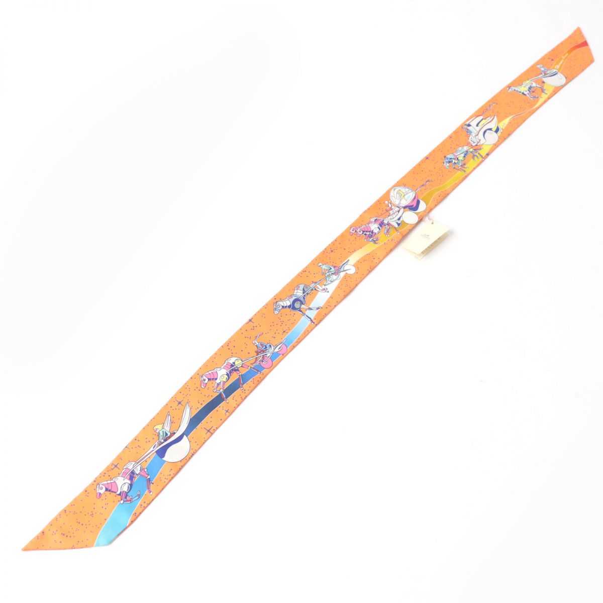 HERMES scarf silk Orange (Orange / Jaune / Blue) Twilly