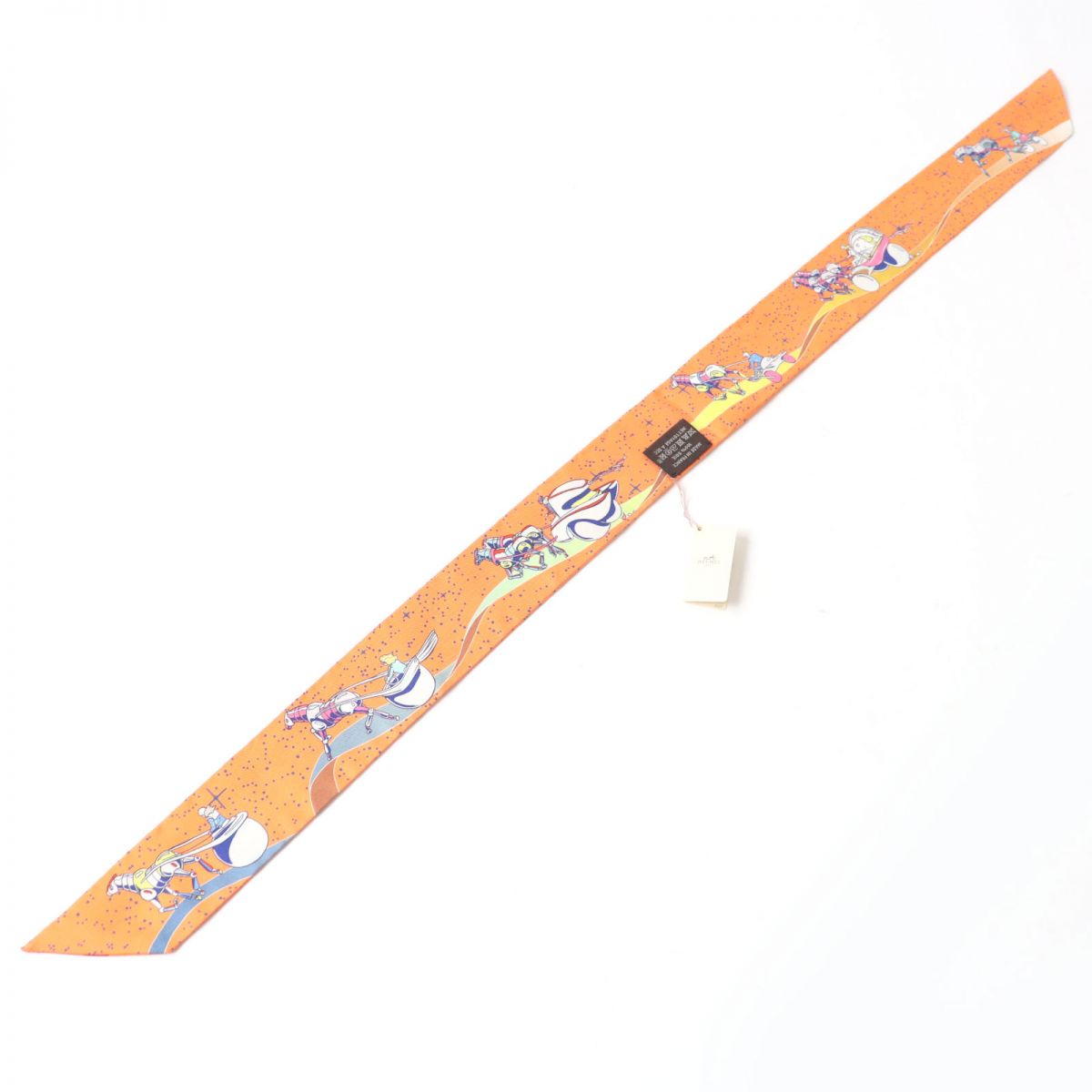HERMES scarf silk Orange (Orange / Jaune / Blue) Twilly