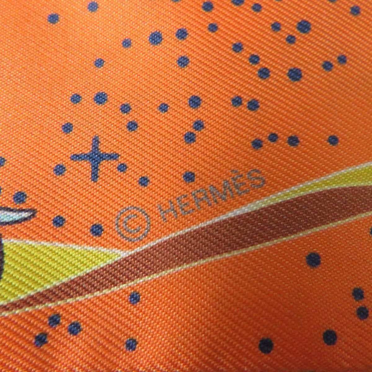 HERMES scarf silk Orange (Orange / Jaune / Blue) Twilly