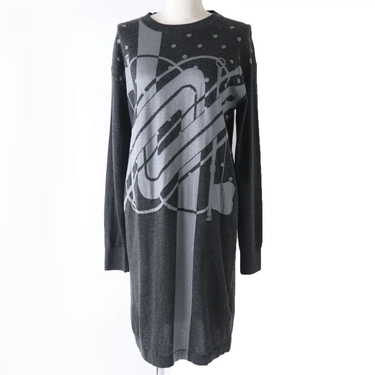 HERMES one piece Main: 50% cashmere, Main: 50% silk, Part: 50% cashmere, Part: 49% silk, Part: 1% nylon Gray type Women 38 Used