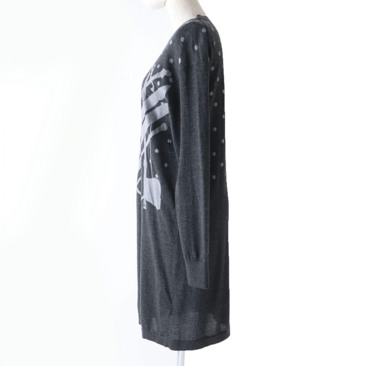HERMES one piece Main: 50% cashmere, Main: 50% silk, Part: 50% cashmere, Part: 49% silk, Part: 1% nylon Gray type Women 38 Used