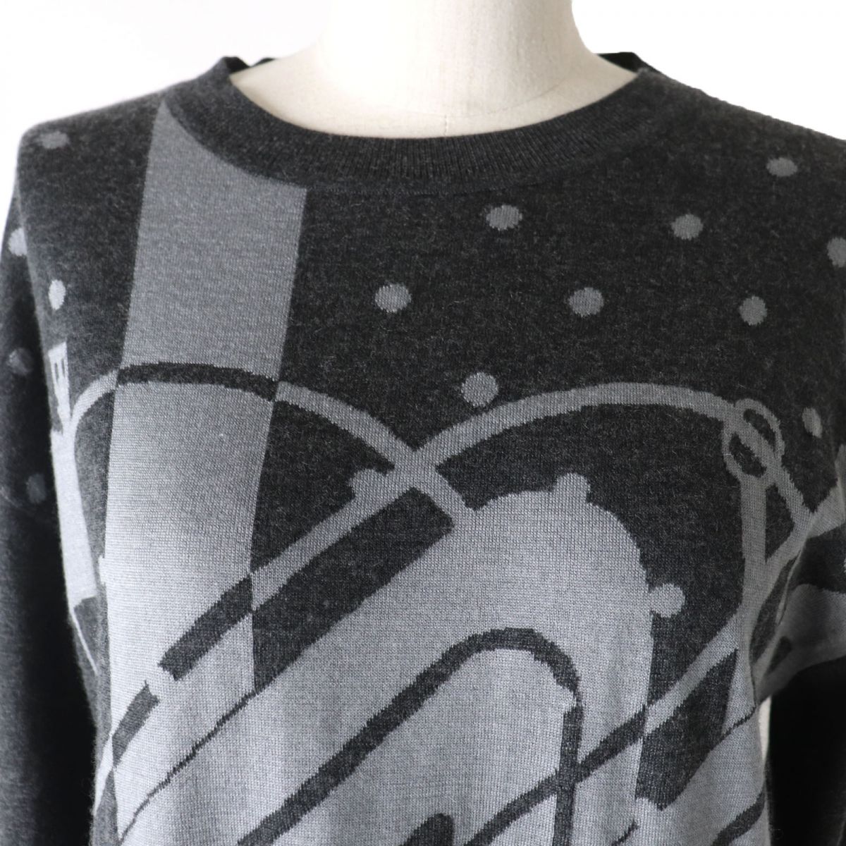 HERMES one piece Main: 50% cashmere, Main: 50% silk, Part: 50% cashmere, Part: 49% silk, Part: 1% nylon Gray type Women 38 Used