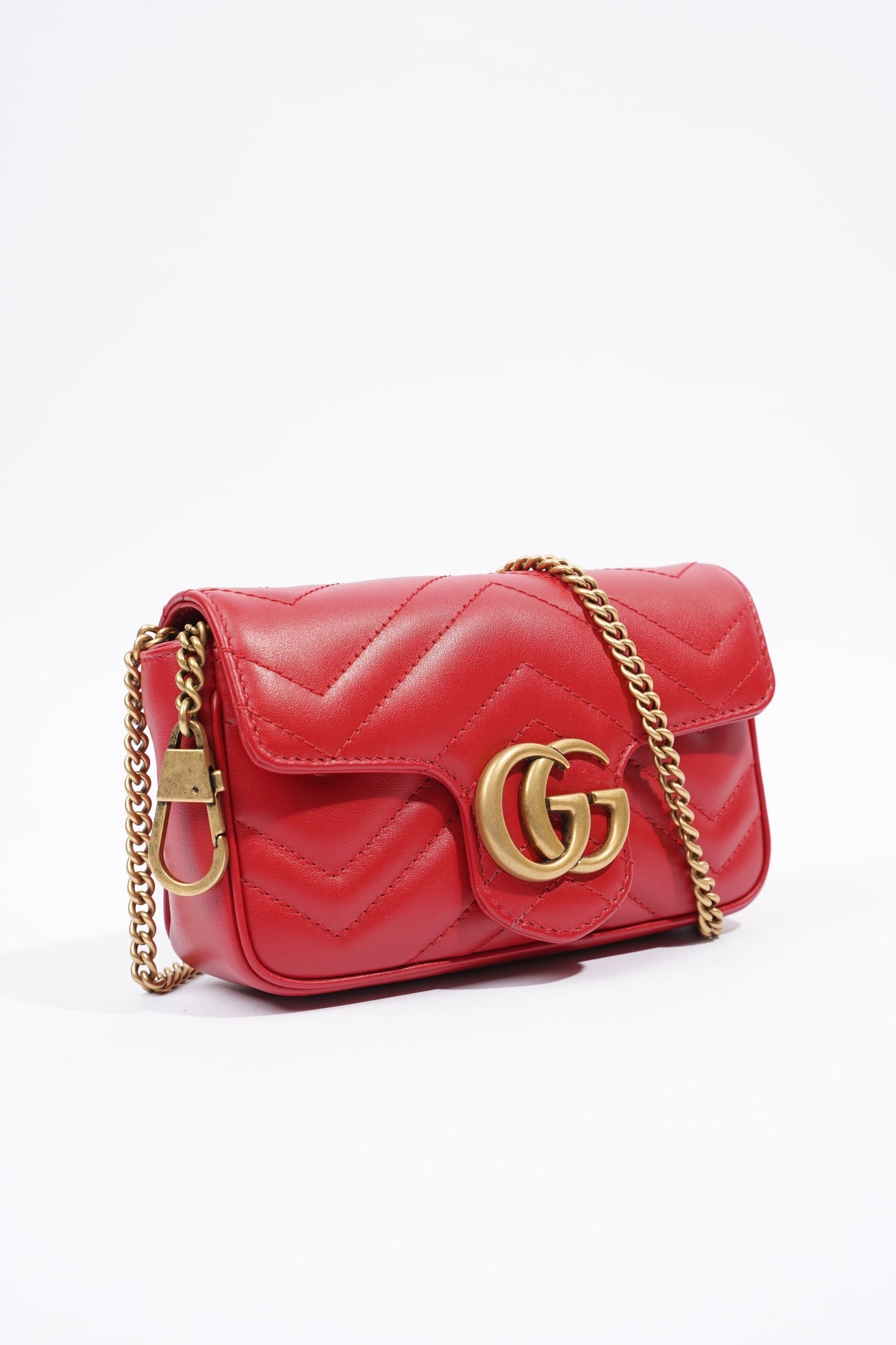 Gucci GG Marmont Red Matelasse Leather Super Mini